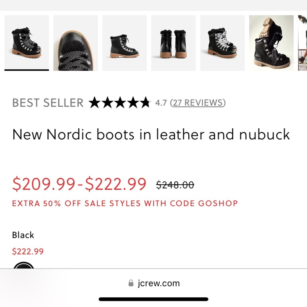 J Crew Nordic boots black NIB - Picture 8 of 8